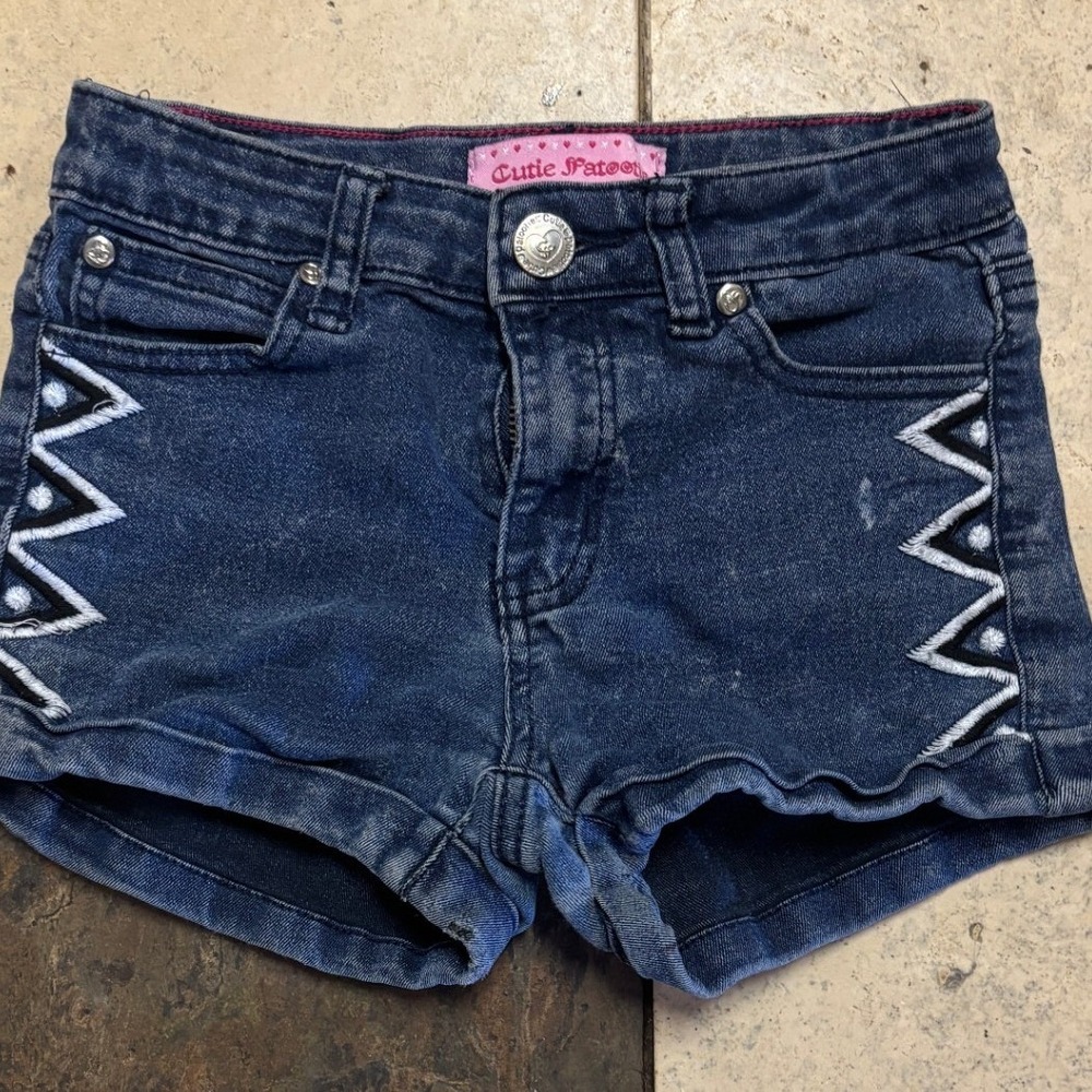 Cutie Patootie‎ Girls Blue Denim Embroidered Zigzag Shorts Size 10